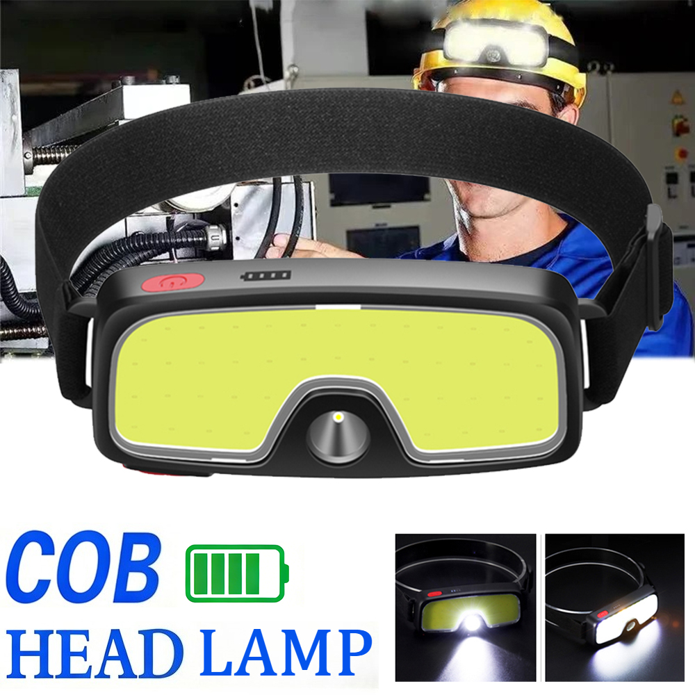 Headlamp Waterproof Rechargeable - ไฟหน้าแบบ COB อันทรงพลังประเภท-c/USB ไฟฉายแบบชาร์จไฟได้แบตเตอรี่ในตัวตกปลากลางแจ้งแคมป์ปิ้งโคมไฟไฟฉายกันน้ำ