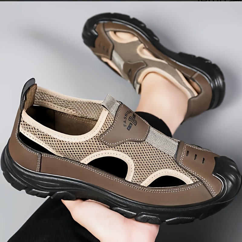 Outdoor Adventure Shoes - รองเท้าแตะเดินป่าแบบปิดนิ้วเท้าสำหรับผู้ชาย รุ่นใหม่ปี 2026 ระบายอากาศได้ดี ทำจากหนังตาข่าย สวมใส่สบาย