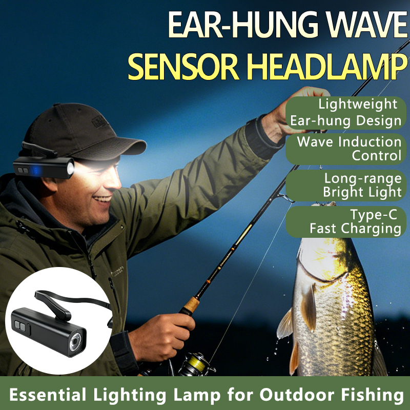 Headlamp Waterproof Rechargeable - 2026 ไฟหน้าแบบหนีบหู– ไฟหน้า LED สว่างสดใส, ไฟฉายคาดศีรษะแบบชาร์จไฟได้กันน้ำสำหรับตกปลา