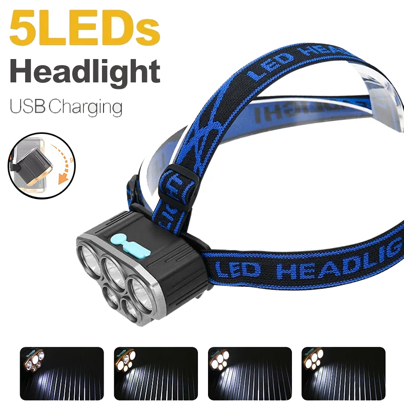 ไฟฉายคาดศีรษะแบบชาร์จไฟได้ 5 L - Headlamp Waterproof Rechargeable บทวิจารณ์และราคา