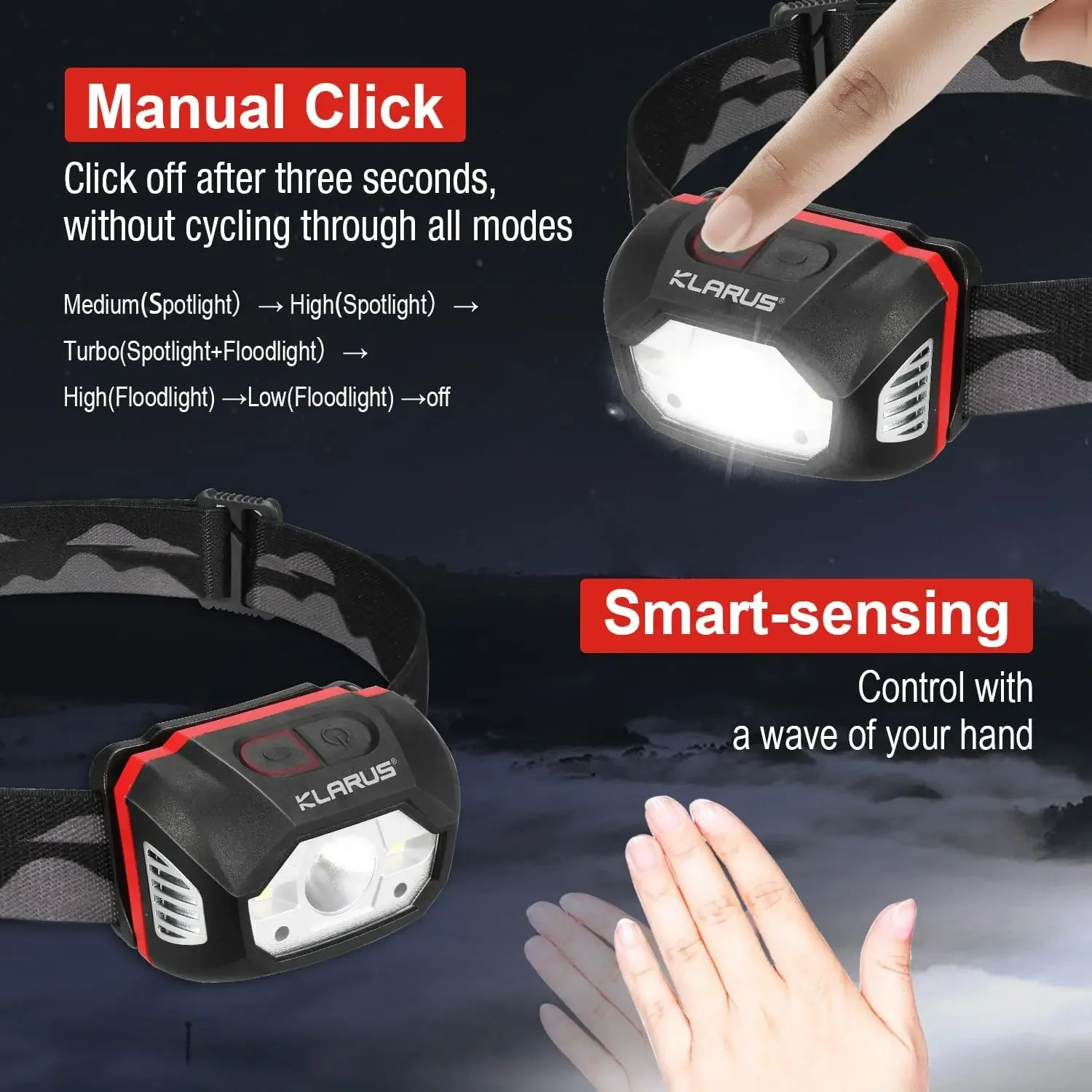 ไฟฉายคาดศีรษะ Klarsus HM1 IPX6 - Headlamp Waterproof Rechargeable บทวิจารณ์และราคา