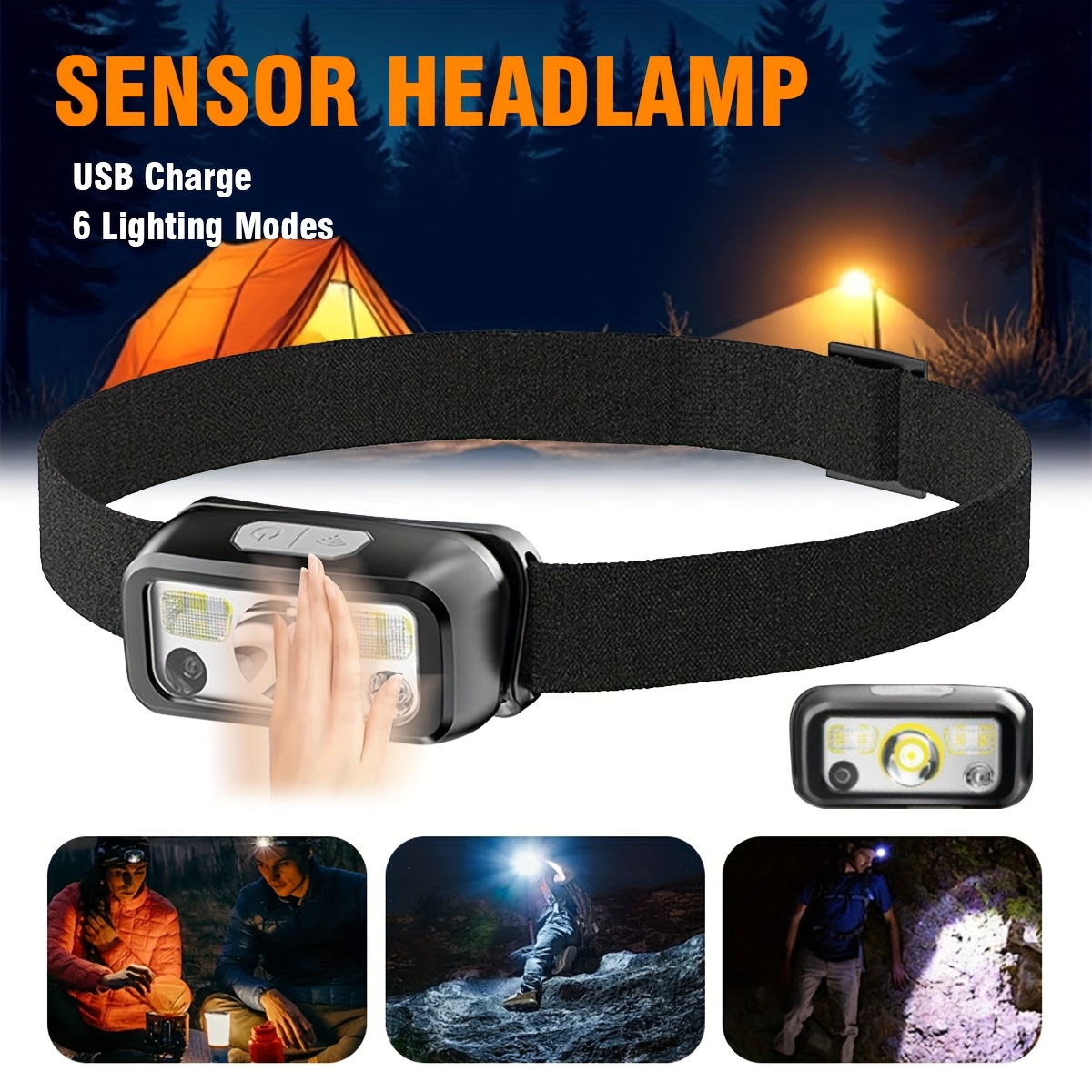 ไฟหน้าแบบเซ็นเซอร์ LED COB อัน - Headlamp Waterproof Rechargeable บทวิจารณ์และราคา