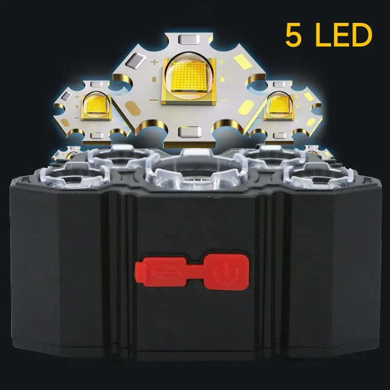 ไฟหน้าแบบชาร์จไฟได้ 5 LED แสงท - Headlamp Waterproof Rechargeable บทวิจารณ์และราคา