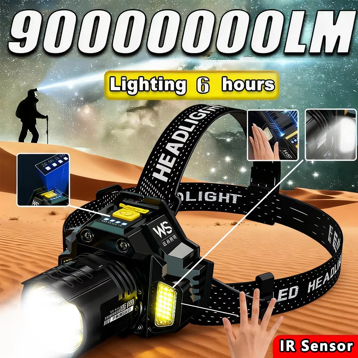 ไฟฉายคาดศีรษะ LED ทรงพลังแบบชา - Headlamp Waterproof Rechargeable บทวิจารณ์และราคา