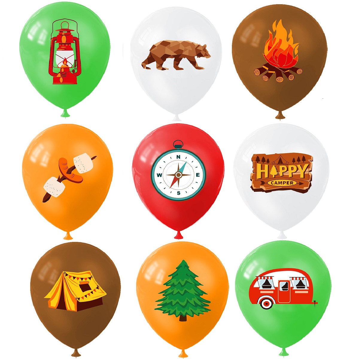 9 ชิ้น Happy Camping บอลลูน, ก - Outdoor Adventure Girl บทวิจารณ์และราคา